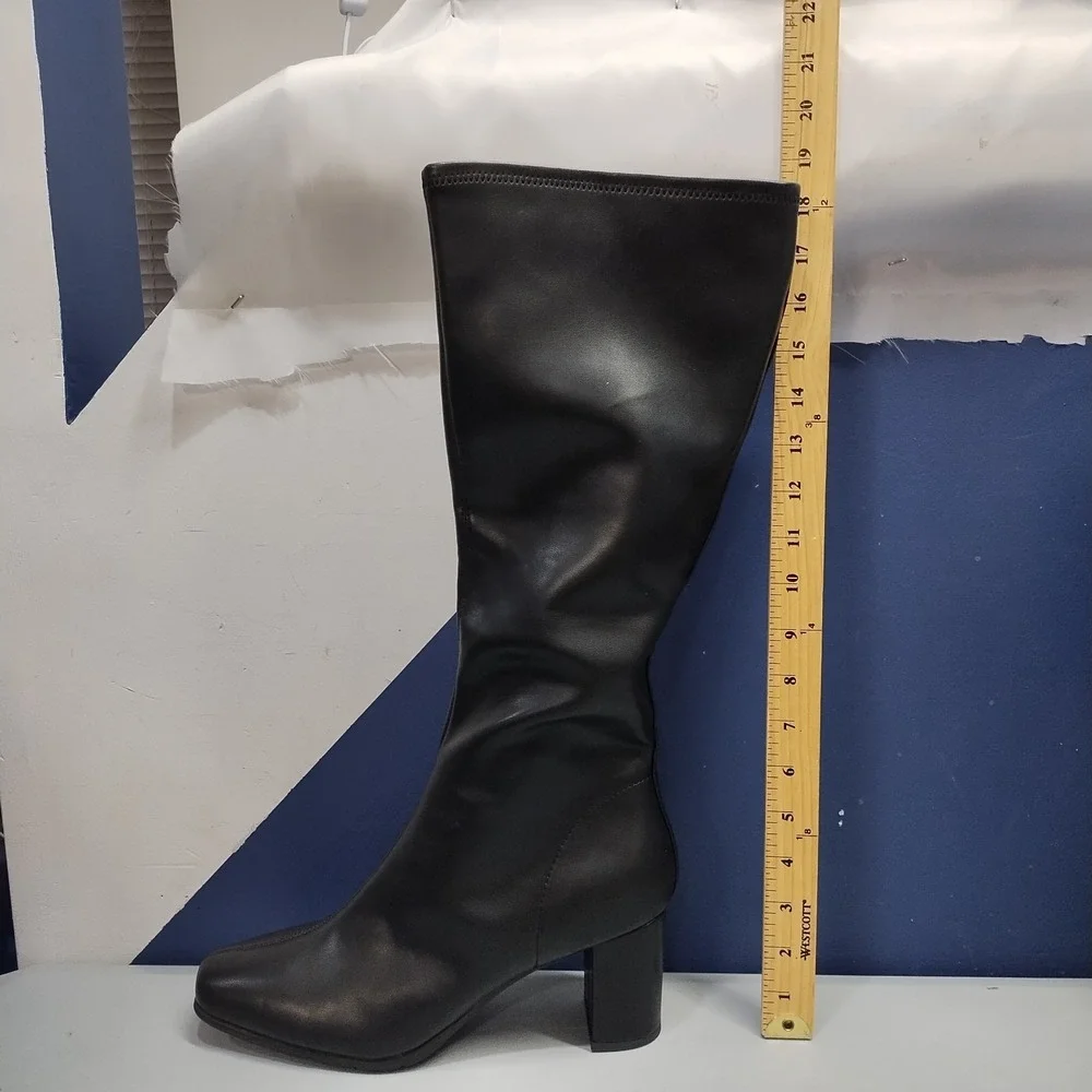 Aerosoles Micah Knee High Boots Womens US Size 11M Black Square Toe Side Zip